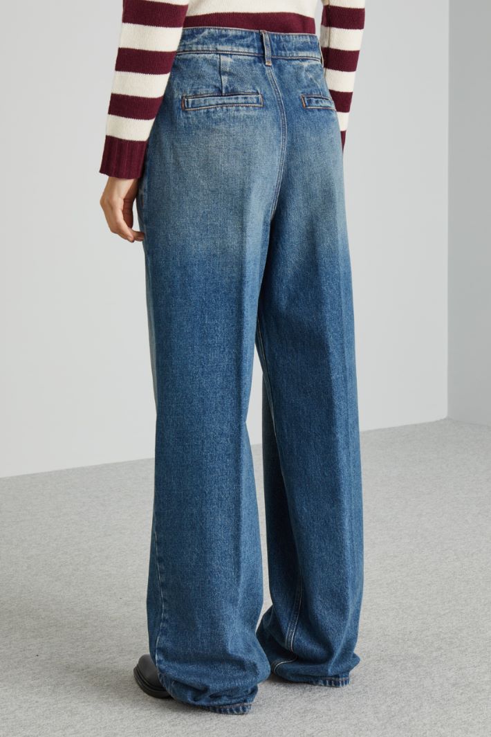 Jeans over con pieghe cucite - BLU DENIM - Fashion Market - 4