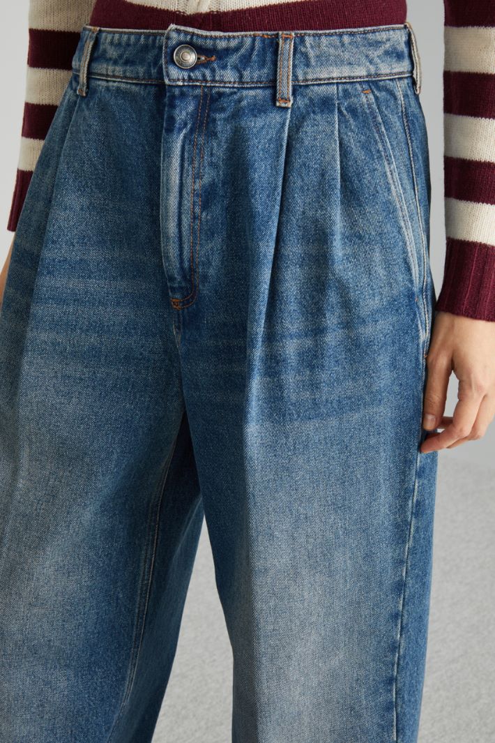 Jeans over con pieghe cucite - BLU DENIM - Fashion Market - 3