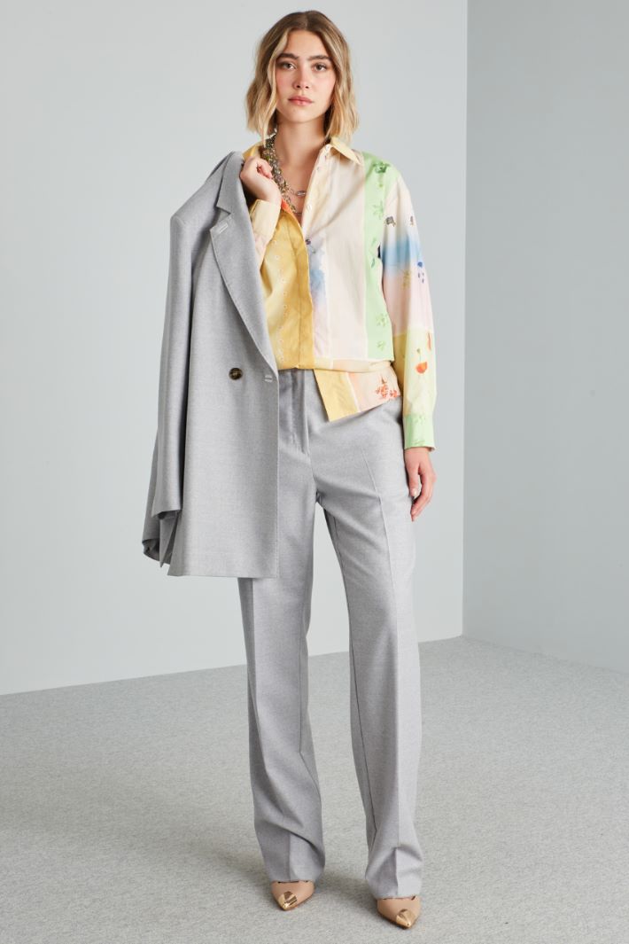 Casacca in popeline stampato - GIALLO ROSA VERDE - Fashion Market