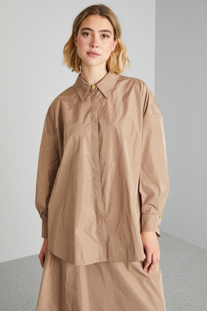 Casacca asimmetrica in taffetà - SABBIA - Fashion Market - 2