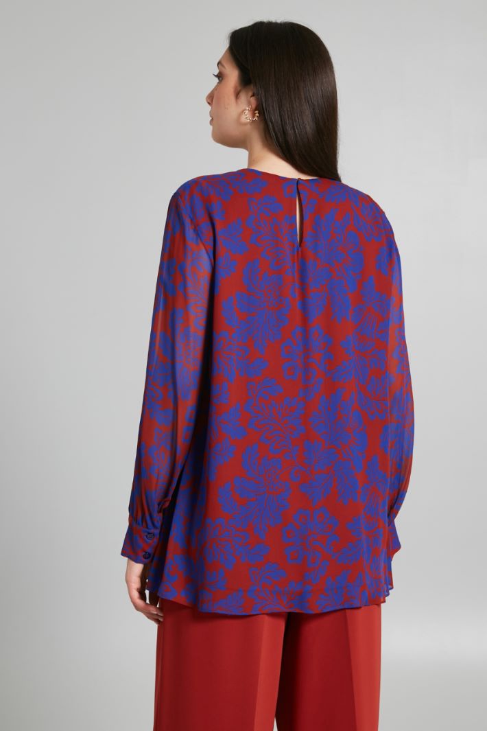 Blusa in georgette a fantasia - BLUETTE MATTONE - Fashion Market - 4
