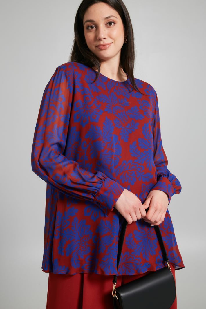 Blusa in georgette a fantasia - BLUETTE MATTONE - Fashion Market - 2