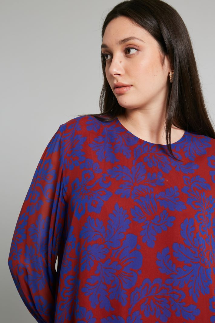 Blusa in georgette a fantasia - BLUETTE MATTONE - Fashion Market - 3
