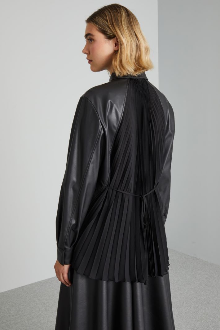 Camicia in jersey spalmato  - NERO - Fashion Market - 4