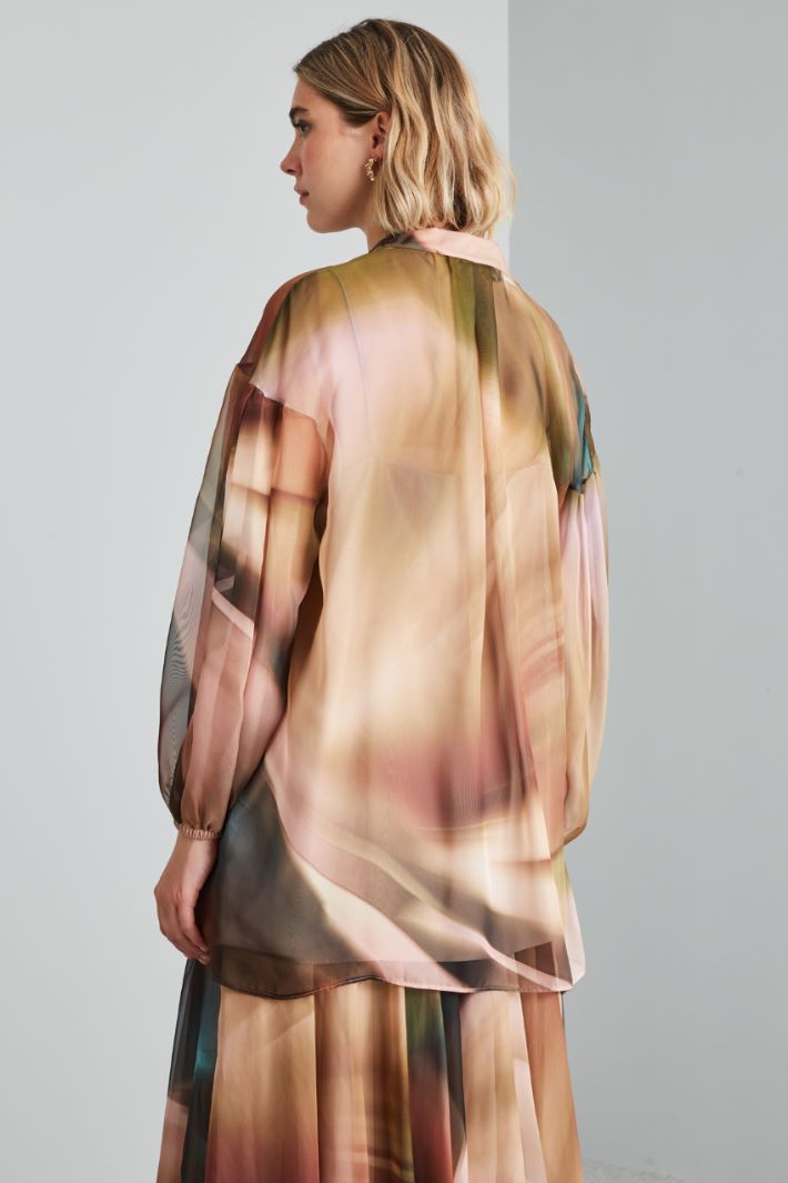 Casacca in chiffon con foulard - ROSA MATTONE VERDE - Fashion Market - 4