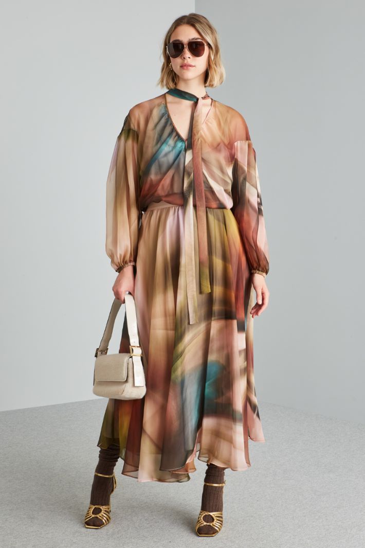 Casacca in chiffon con foulard - ROSA MATTONE VERDE - Fashion Market