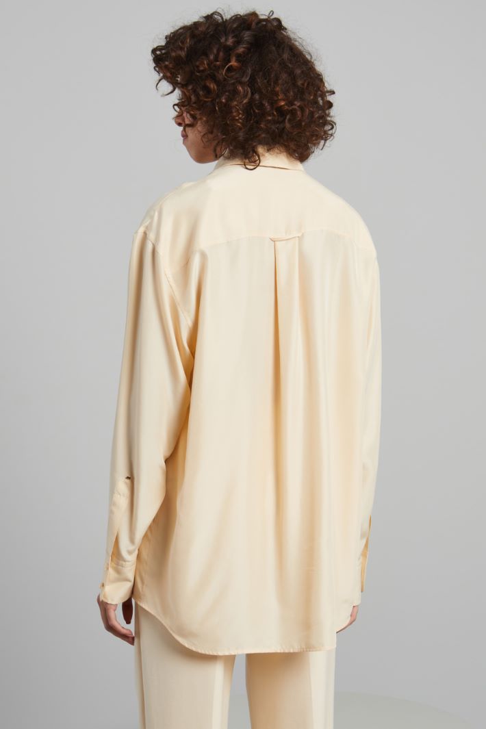 Casacca lunga in seta lavata - AVORIO - Fashion Market - 4