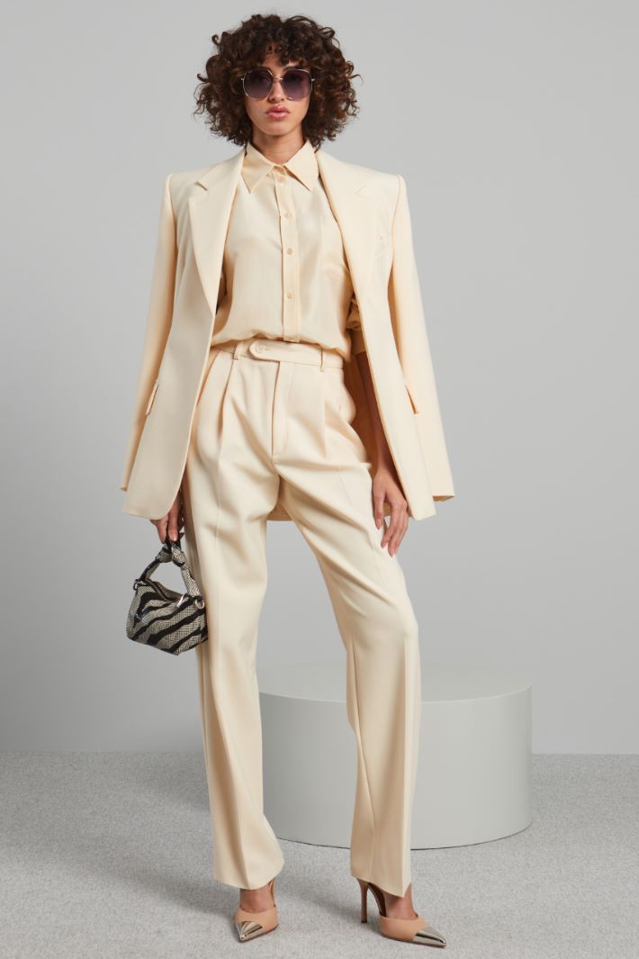 Casacca lunga in seta lavata - AVORIO - Fashion Market