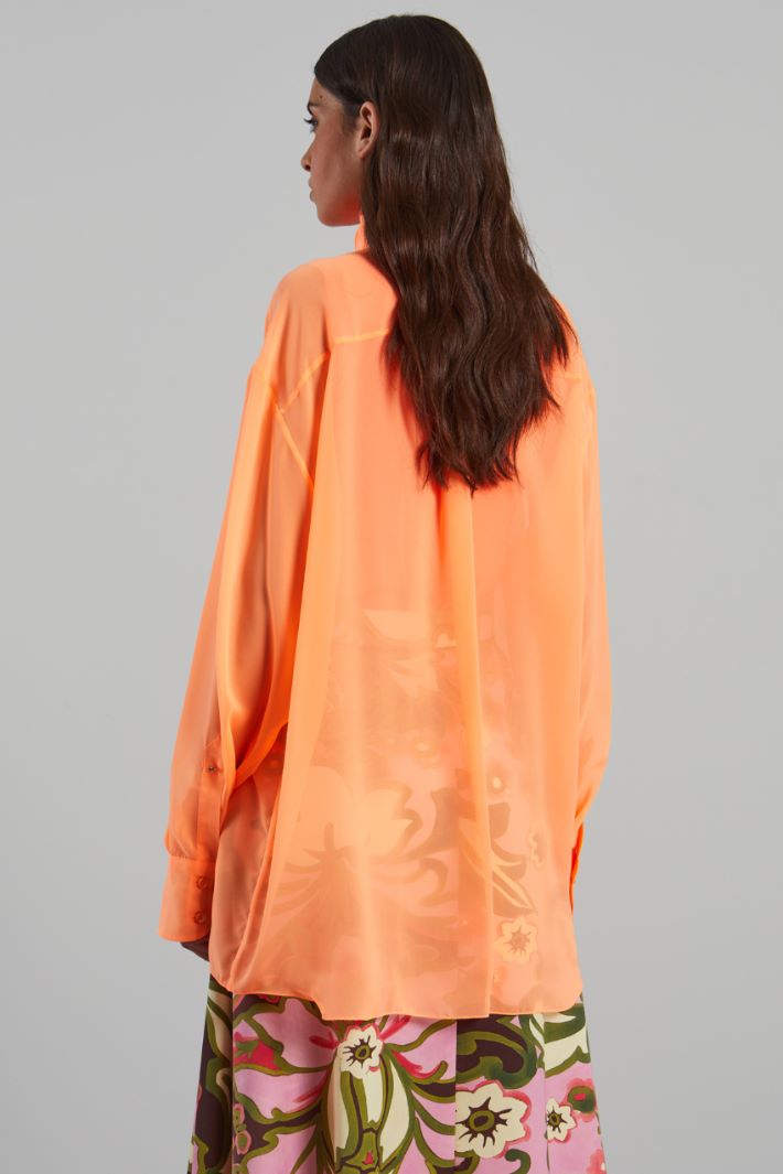 Blusa con collo a foulard - ARANCIONE - Fashion Market - 4