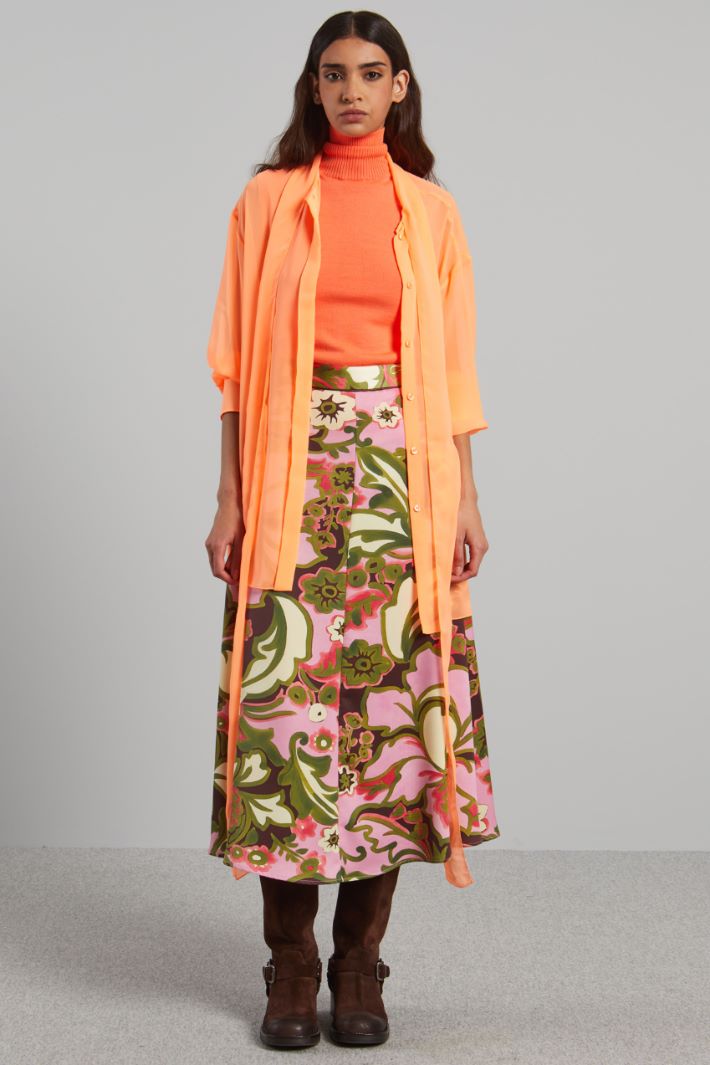 Blusa con collo a foulard - ARANCIONE - Fashion Market