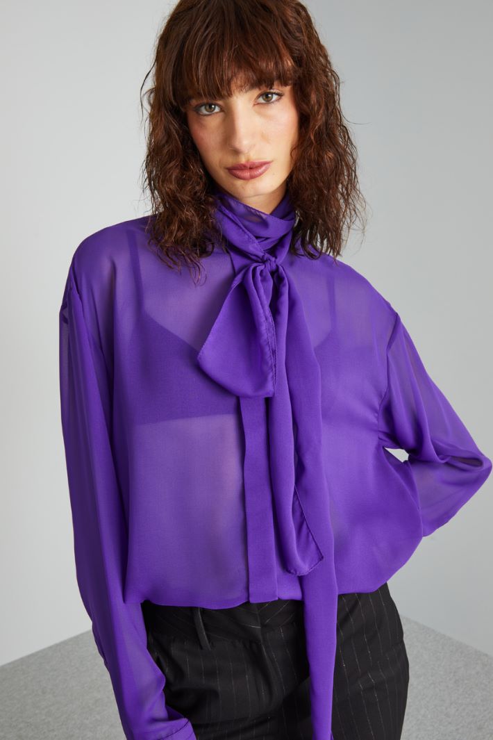 Blusa con collo a foulard - VIOLA - Fashion Market - 3