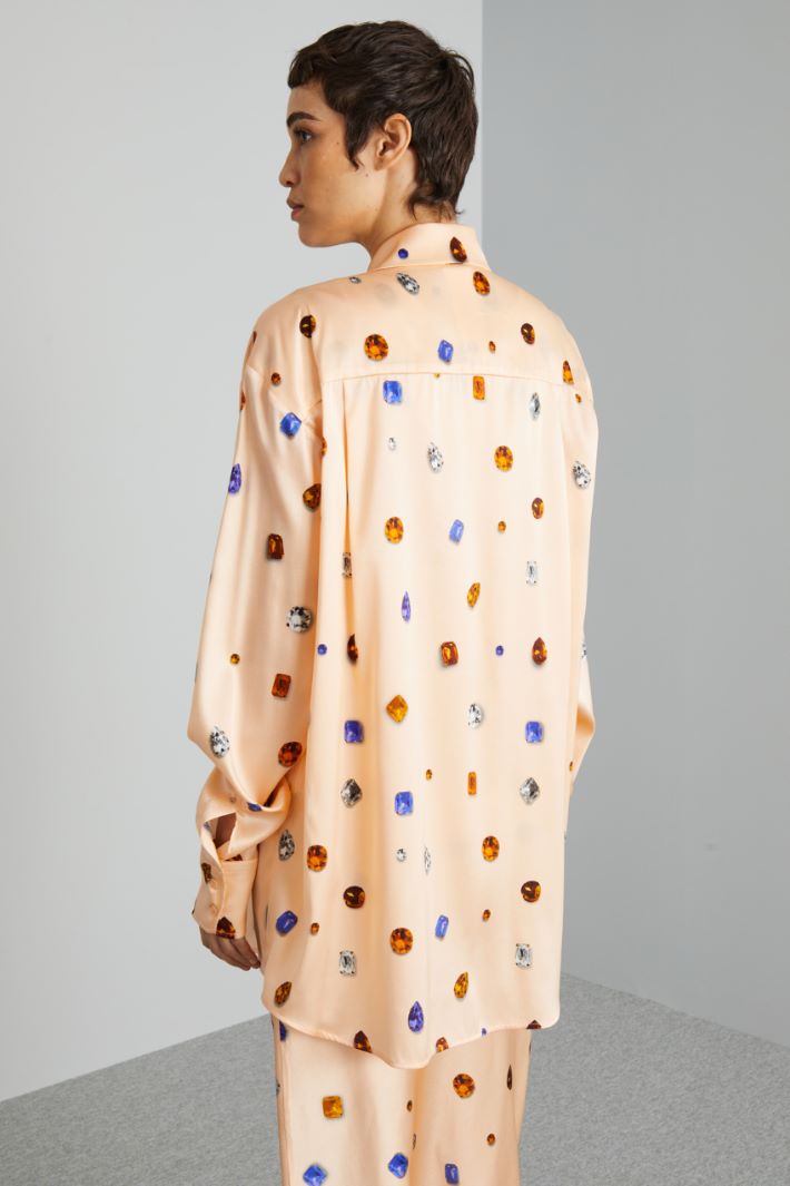 Camicia oversize in raso - ROSA PERLA - Fashion Market - 4