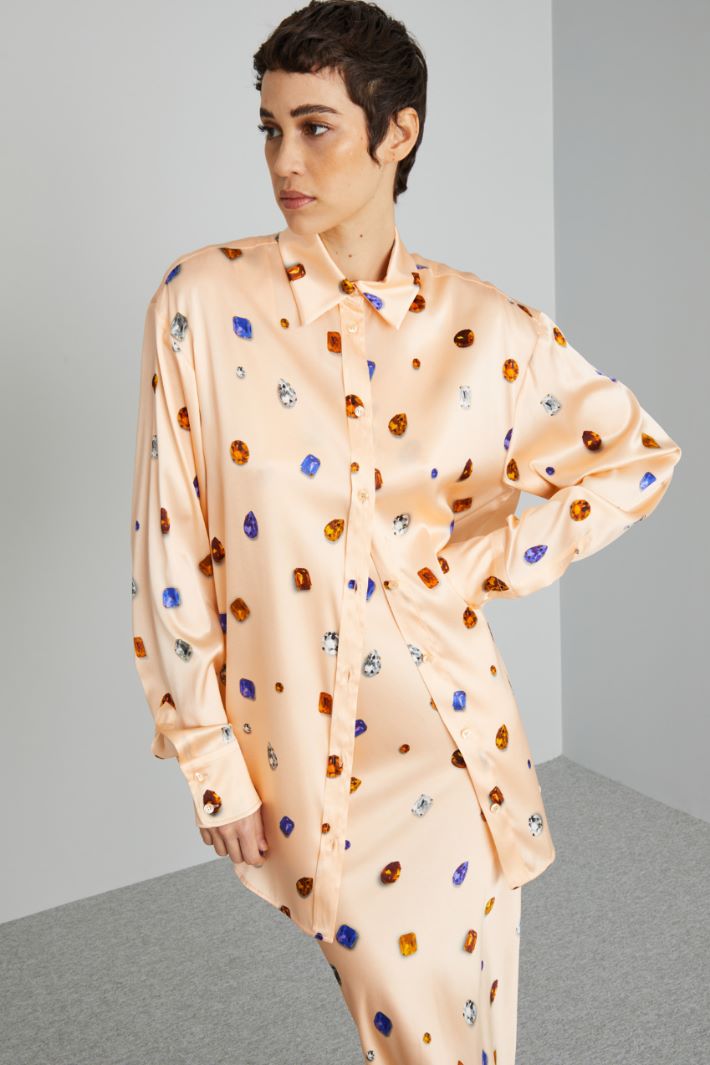 Camicia oversize in raso - ROSA PERLA - Fashion Market - 2