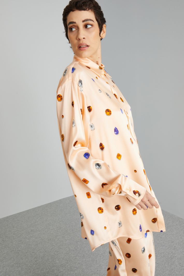 Camicia oversize in raso - ROSA PERLA - Fashion Market - 3