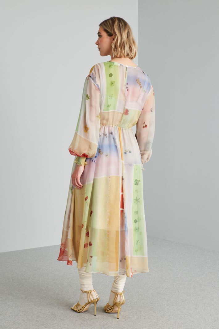 Abito in chiffon stampato - GIALLO ROSA VERDE - Fashion Market - 4