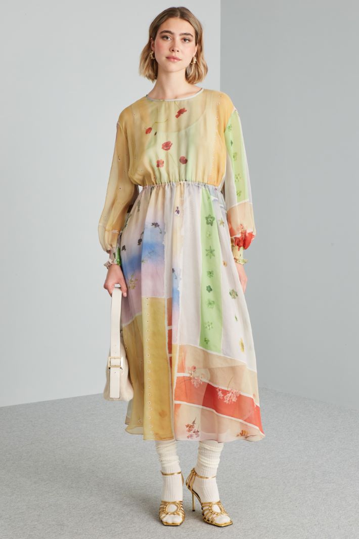 Abito in chiffon stampato - GIALLO ROSA VERDE - Fashion Market - 2
