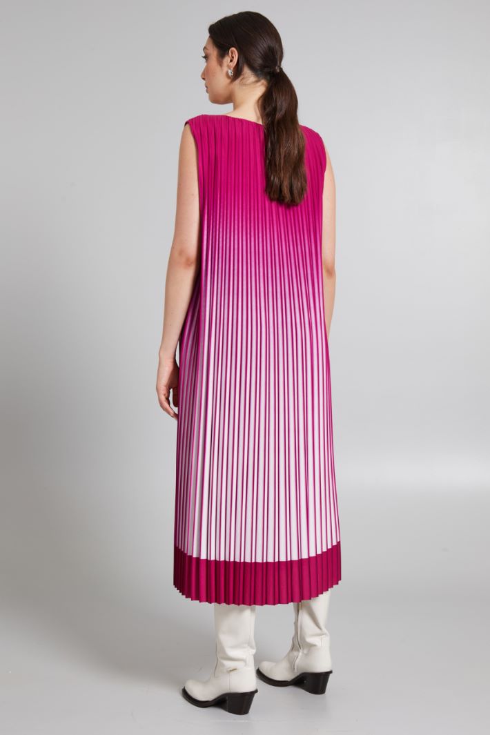 Abito in crepe plissé - FUXIA BIANCO - Fashion Market - 4