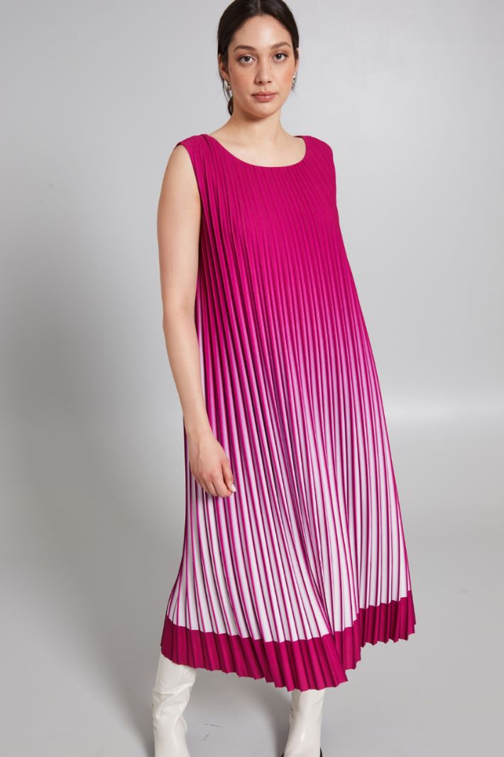 Abito in crepe plissé - FUXIA BIANCO - Fashion Market - 2