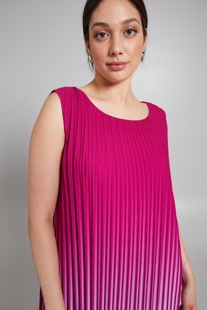 Abito in crepe plissé - FUXIA BIANCO - Fashion Market - 3
