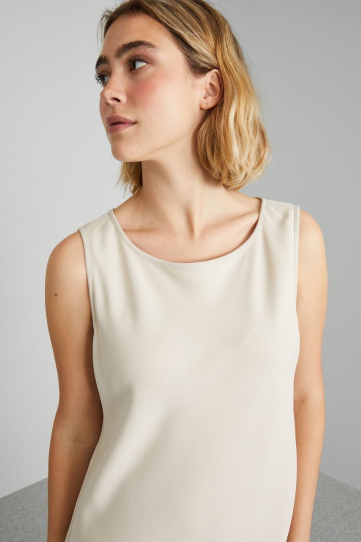 Abito svasato in cady - AVORIO - Fashion Market - 3