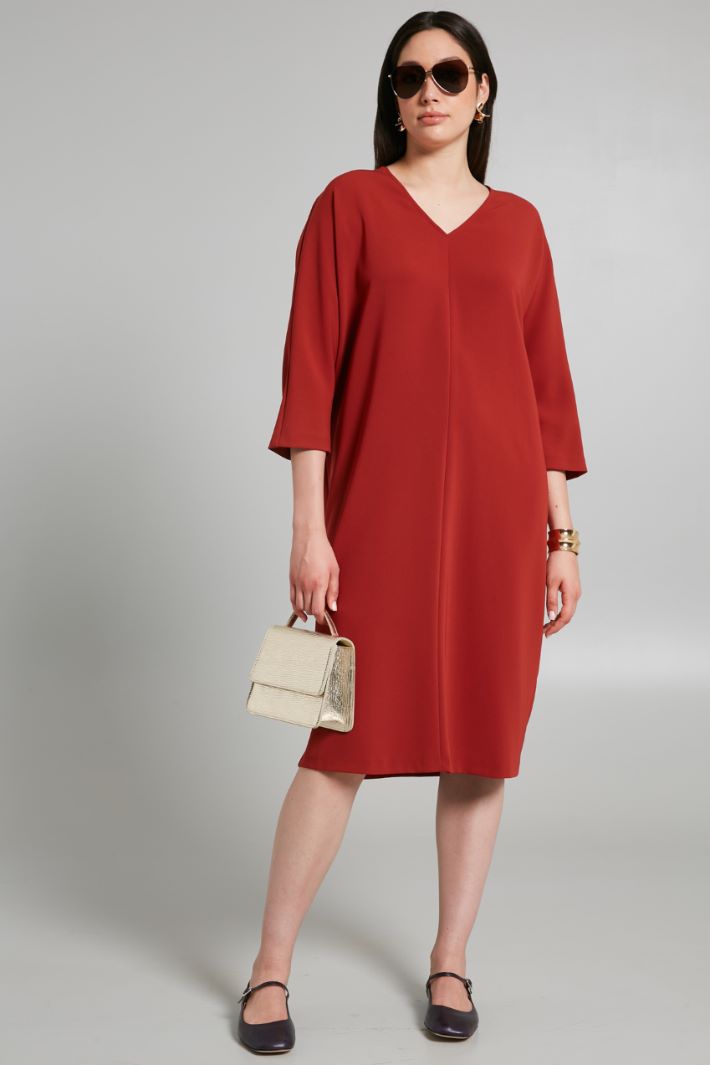 Abito a uovo in cady - MATTONE - Fashion Market