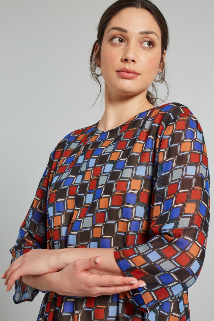 Abito svasato  - ROSSO BLU AZZURRO - Fashion Market - 3