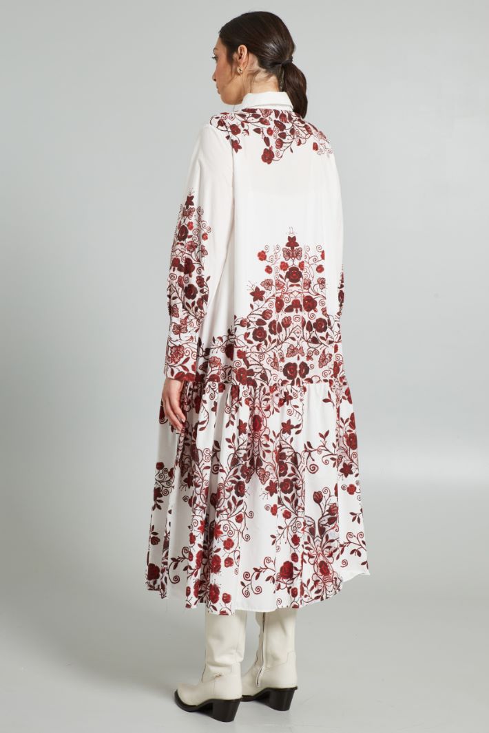 Abito lungo svasato - BIANCO ROSSO - Fashion Market - 4