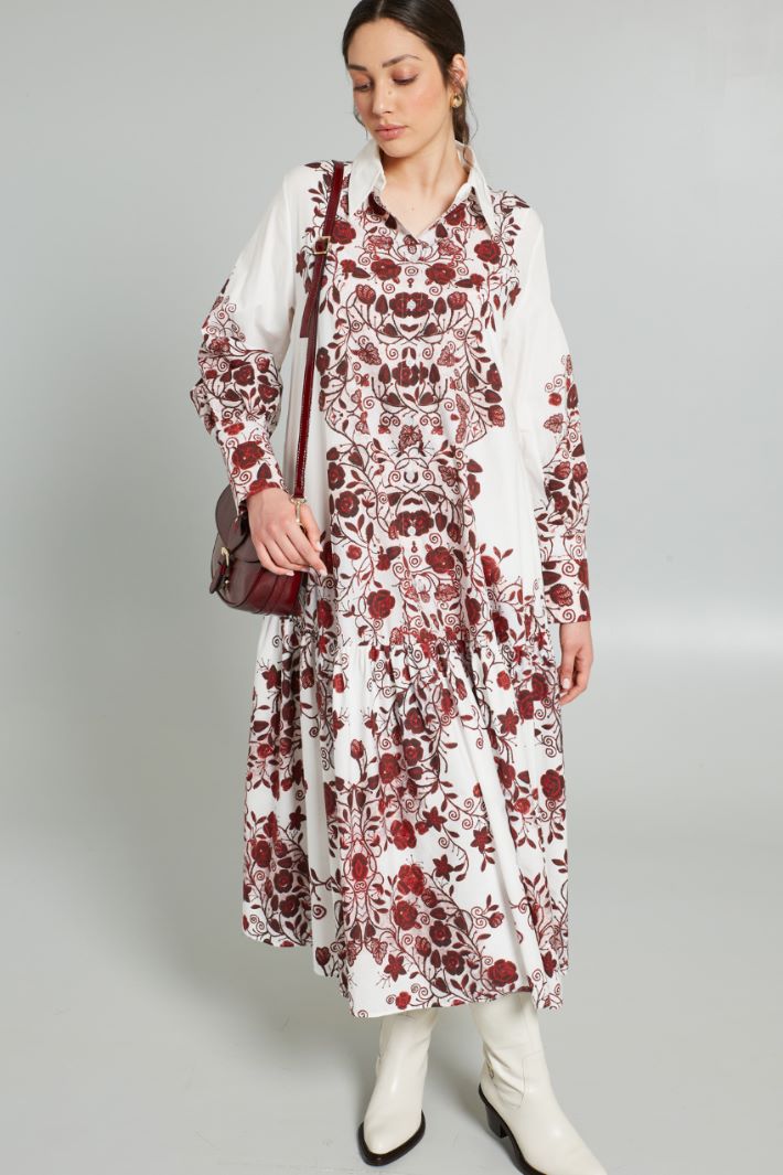 Abito lungo svasato - BIANCO ROSSO - Fashion Market - 2