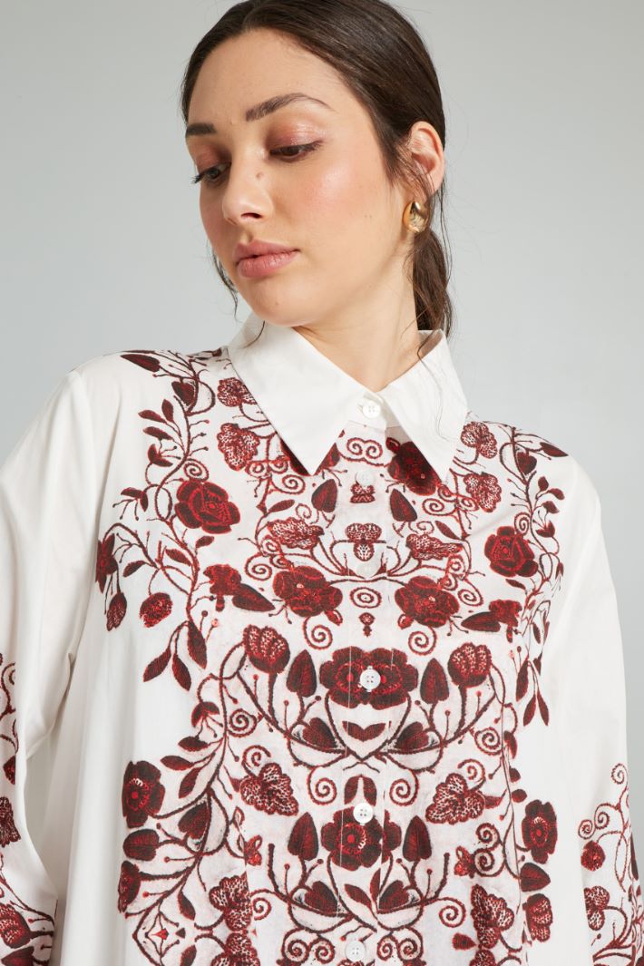 Abito lungo svasato - BIANCO ROSSO - Fashion Market - 3