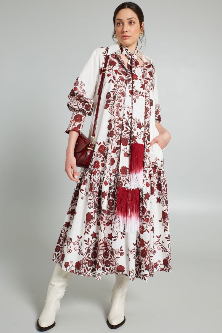 Abito lungo svasato - BIANCO ROSSO - Fashion Market