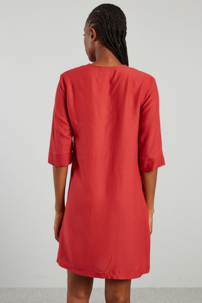 Abito con cintura - ROSSO - Fashion Market - 4