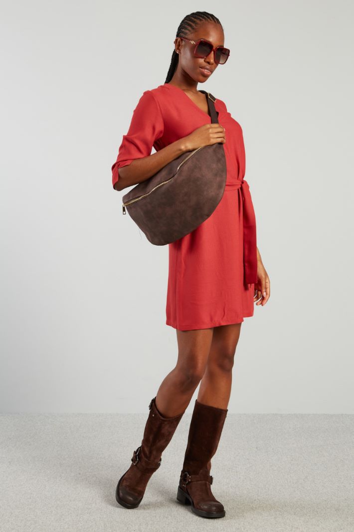 Abito con cintura - ROSSO - Fashion Market