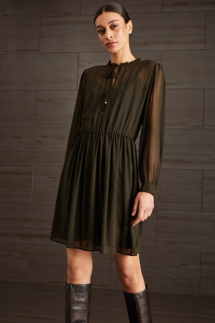 Abito in georgette - VERDE SCURO NERO - Fashion Market - 2