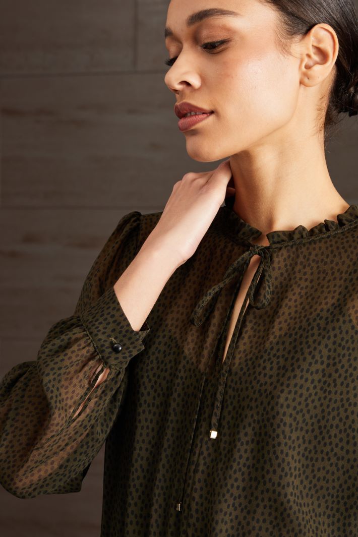 Abito in georgette - VERDE SCURO NERO - Fashion Market - 3