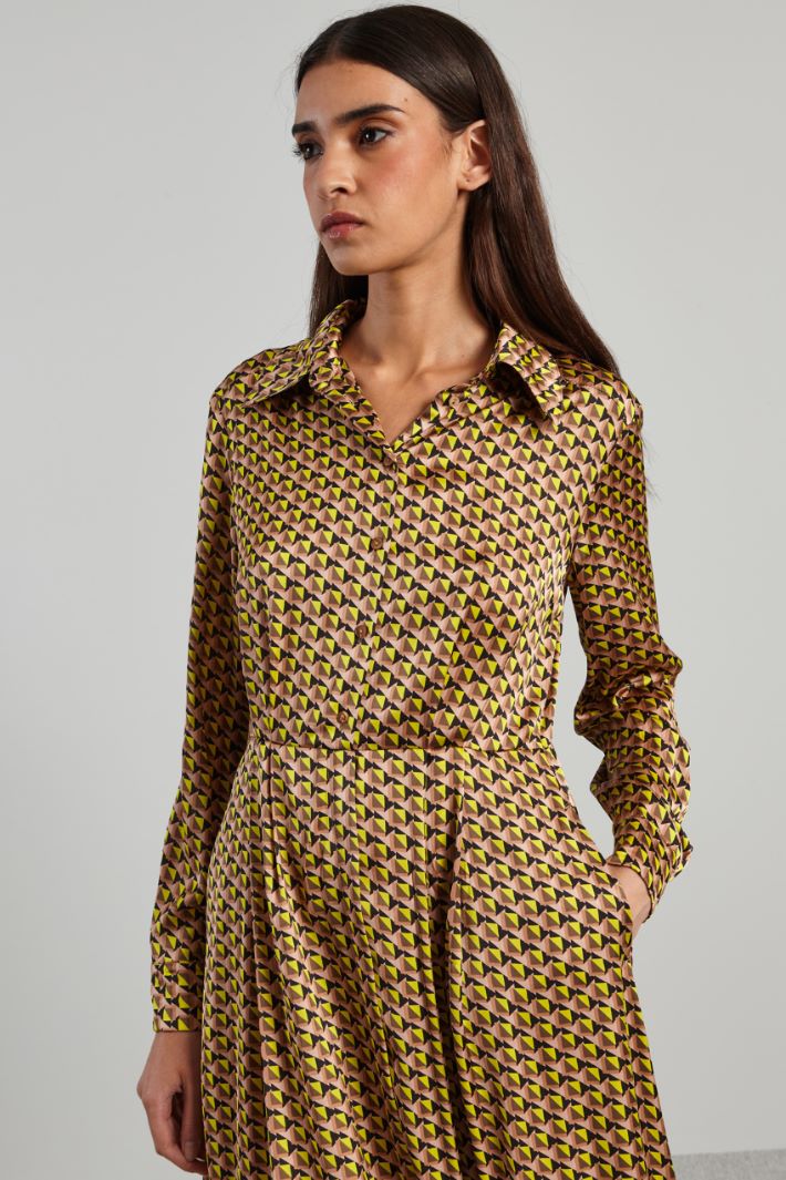 Chemisier in raso con pieghe - ROSA GIALLO NERO - Fashion Market - 3
