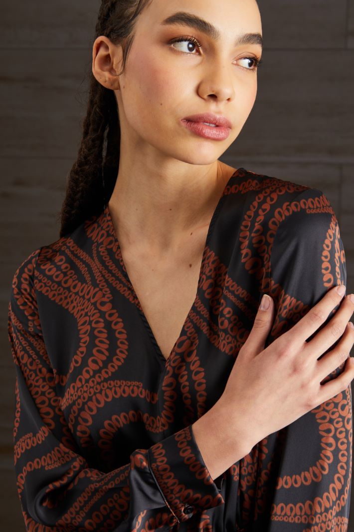 Abito in raso - NERO MARRONE - Fashion Market - 3