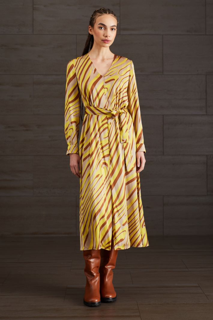 Abito in raso - GIALLO NOCCIOLA MARRONE - Fashion Market - 2