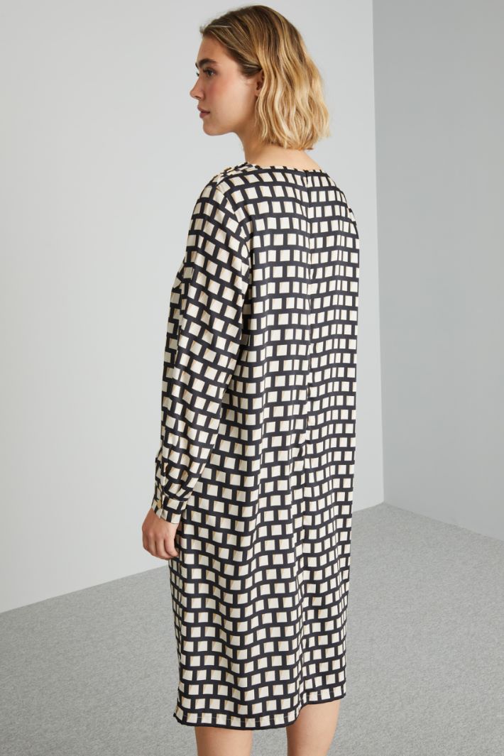 Abito in twill stampato - NERO BIANCO - Fashion Market - 4