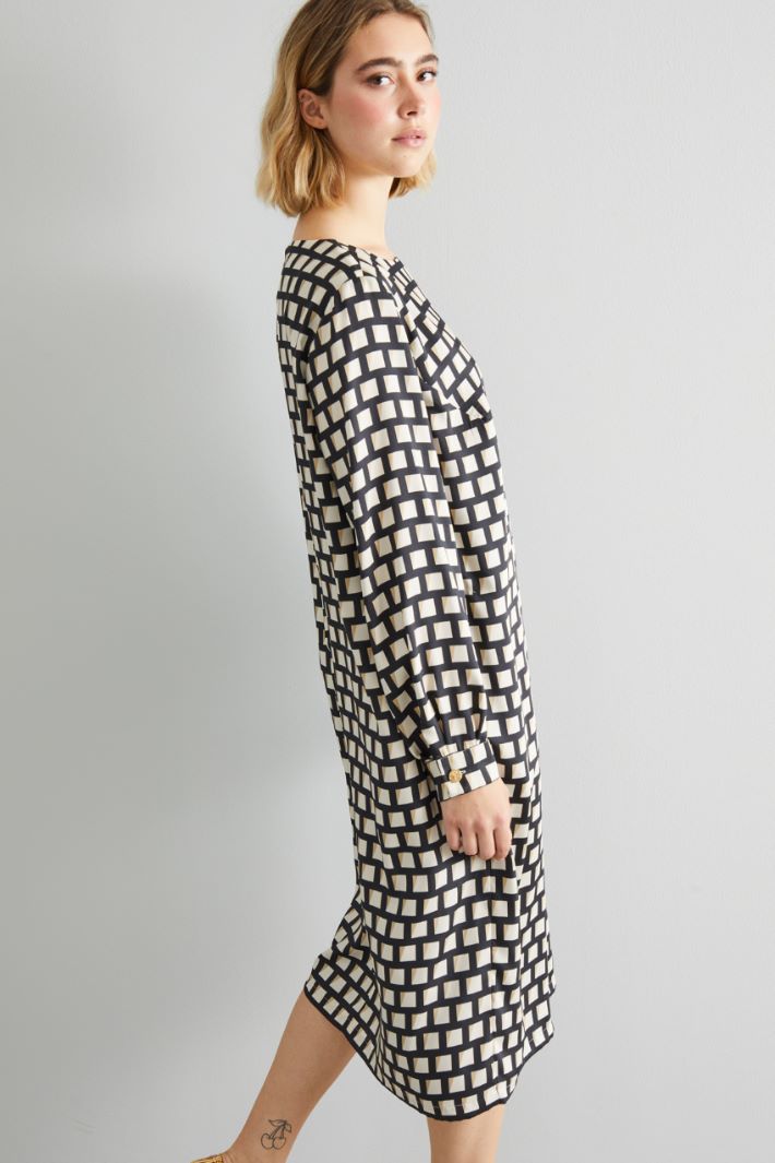 Abito in twill stampato - NERO BIANCO - Fashion Market - 2