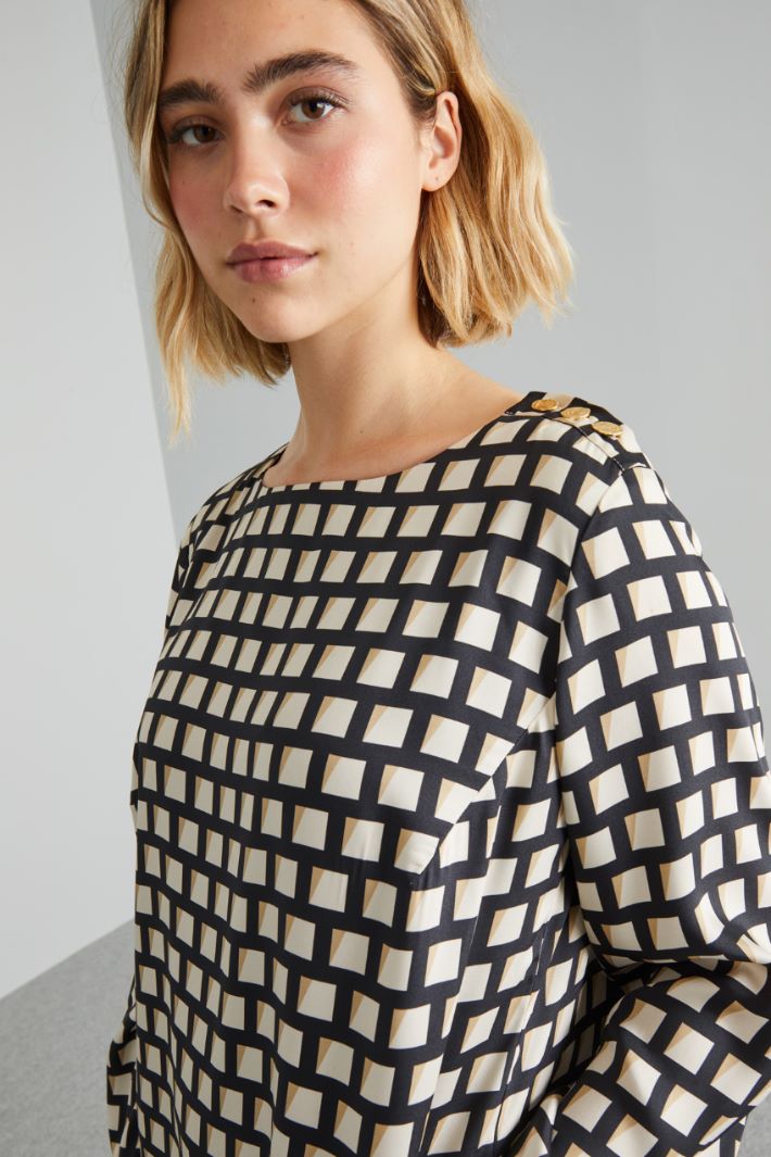 Abito in twill stampato - NERO BIANCO - Fashion Market - 3