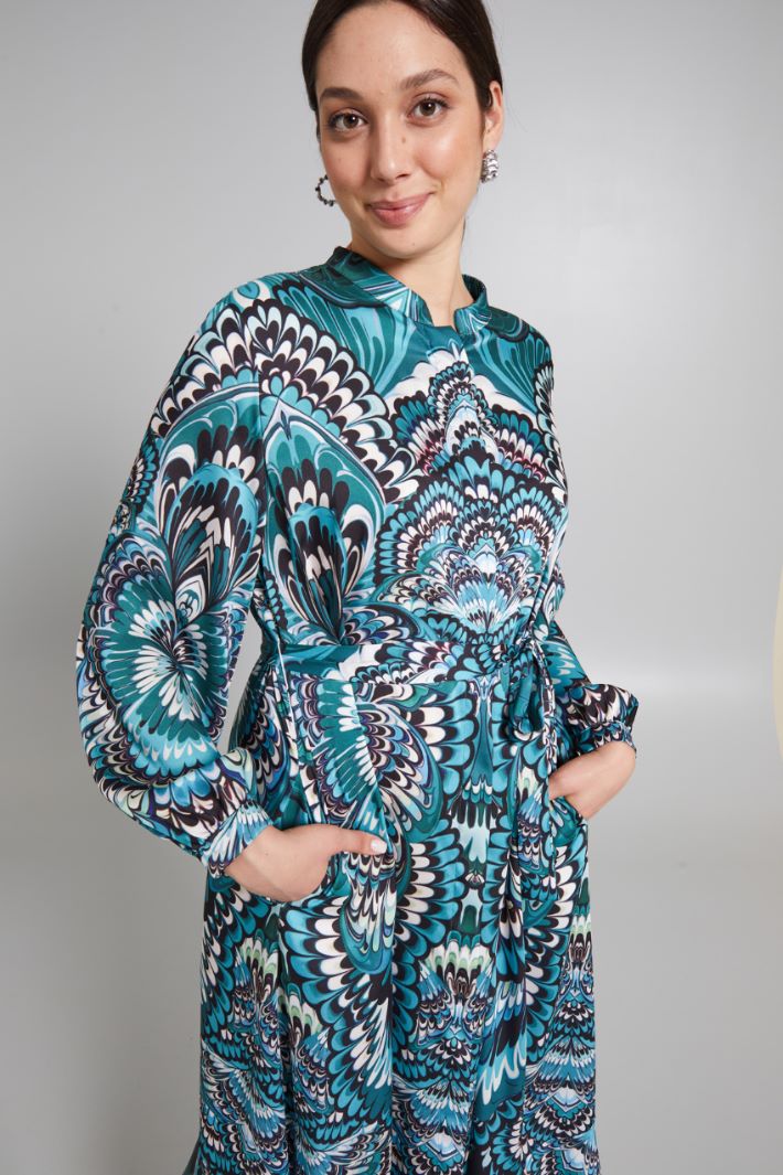 Abito chemisier in twill - VERDE NERO - Fashion Market - 3