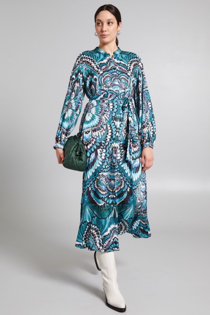 Abito chemisier in twill - VERDE NERO - Fashion Market