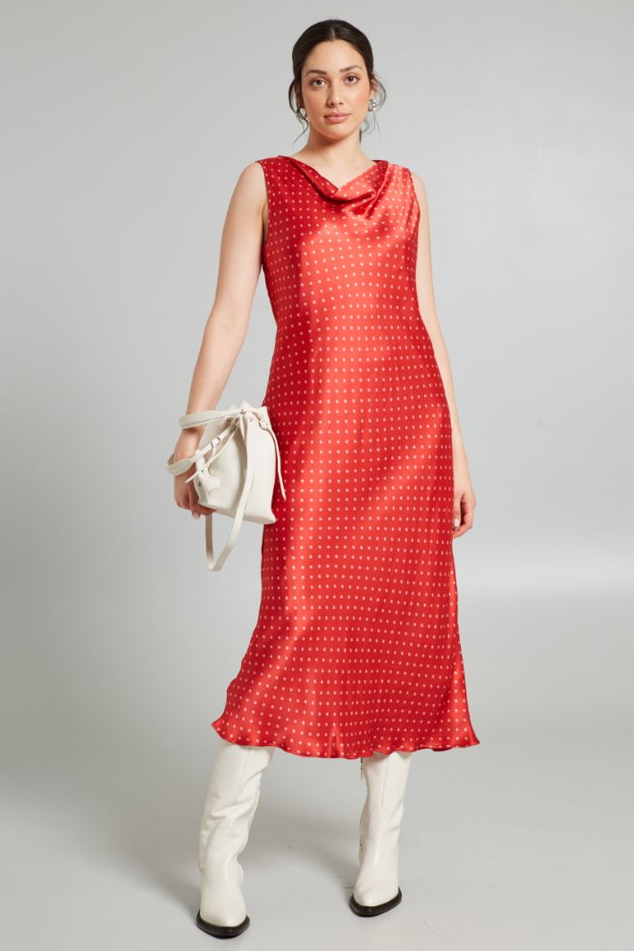 Abito con scollo drappeggiato - ROSSO - Fashion Market