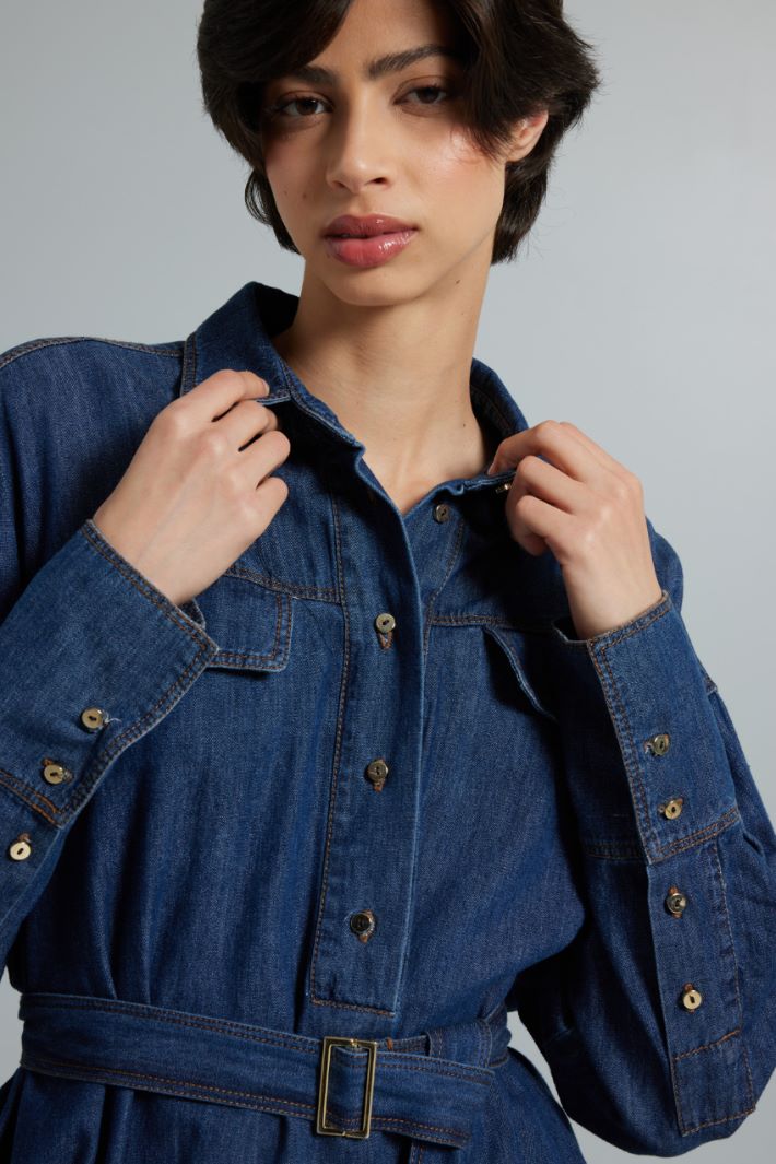 Abito in denim con tasche - BLU DENIM - Fashion Market - 3