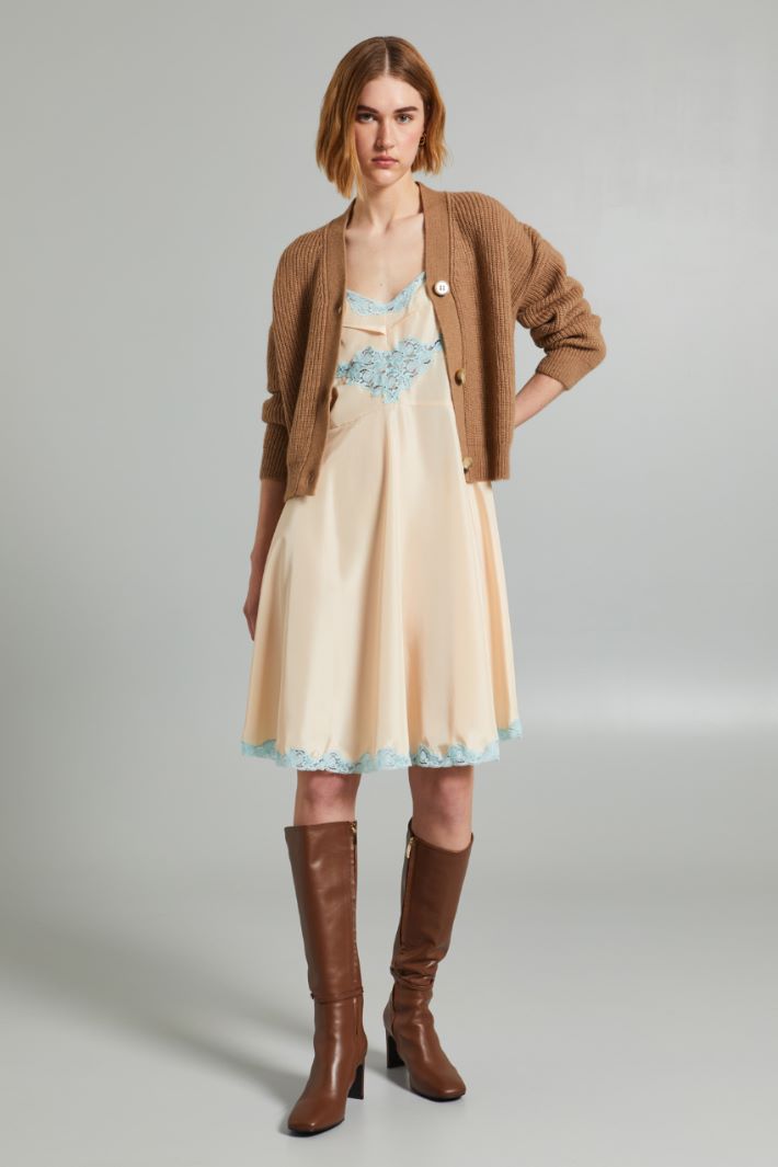 Abito lingerie con pizzo - ROSA CIPRIA AZZURRO - Fashion Market