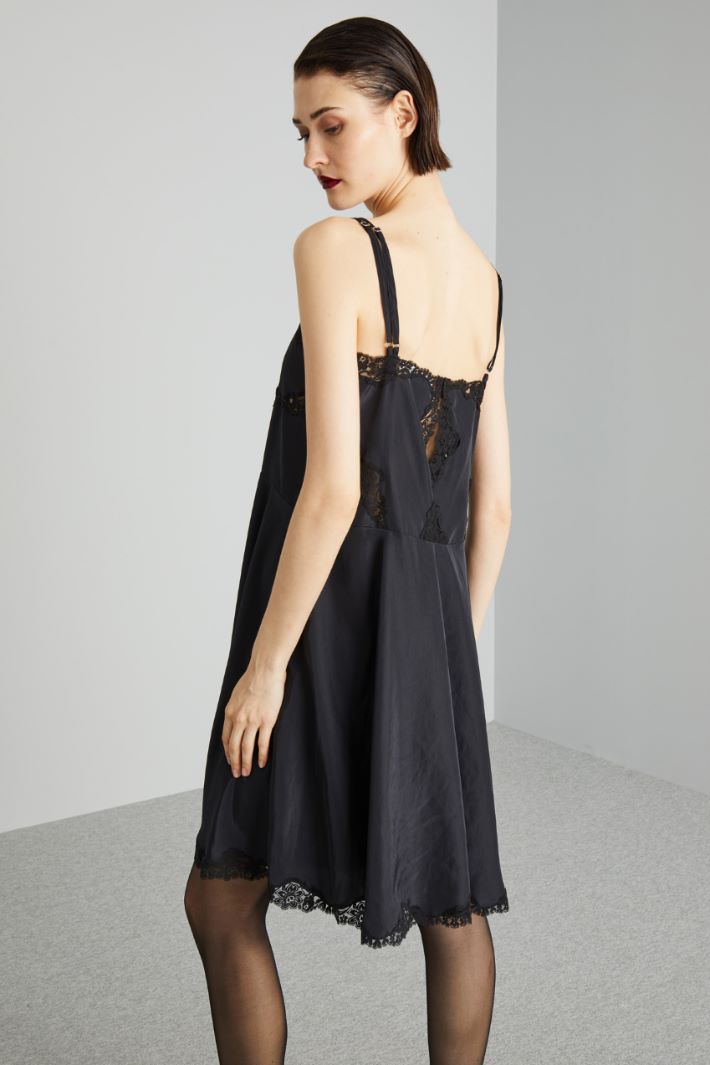 Abito lingerie con pizzo - NERO - Fashion Market - 4