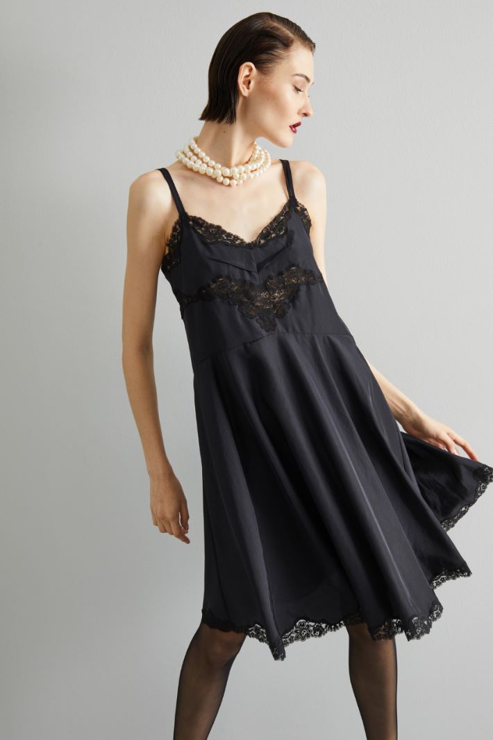 Abito lingerie con pizzo - NERO - Fashion Market - 2