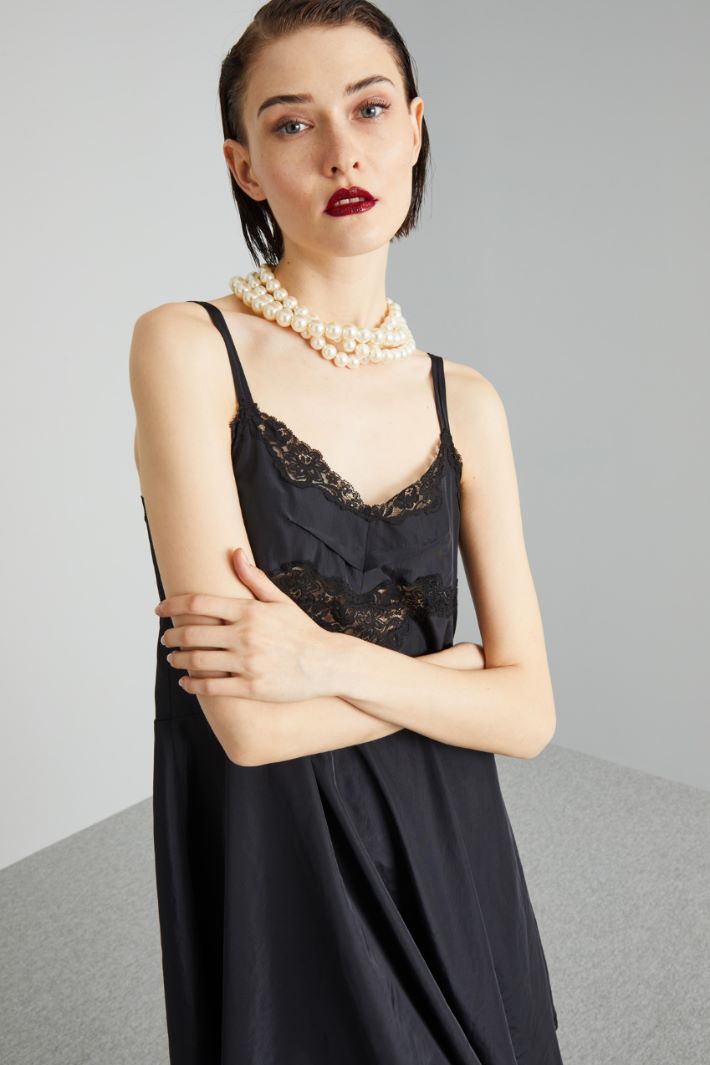 Abito lingerie con pizzo - NERO - Fashion Market - 3