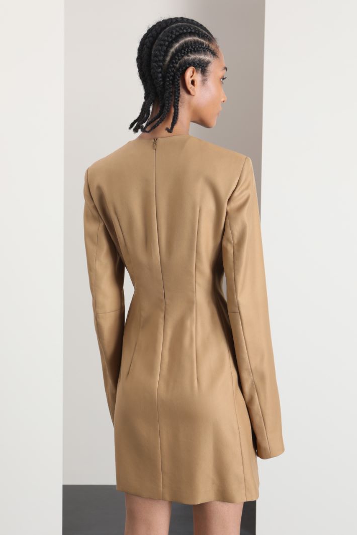 Abito corto in levantina - CAMMELLO - Fashion Market - 2