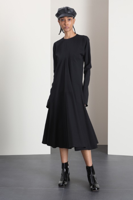 Abito svasato in twill di lana - Fashion Market
